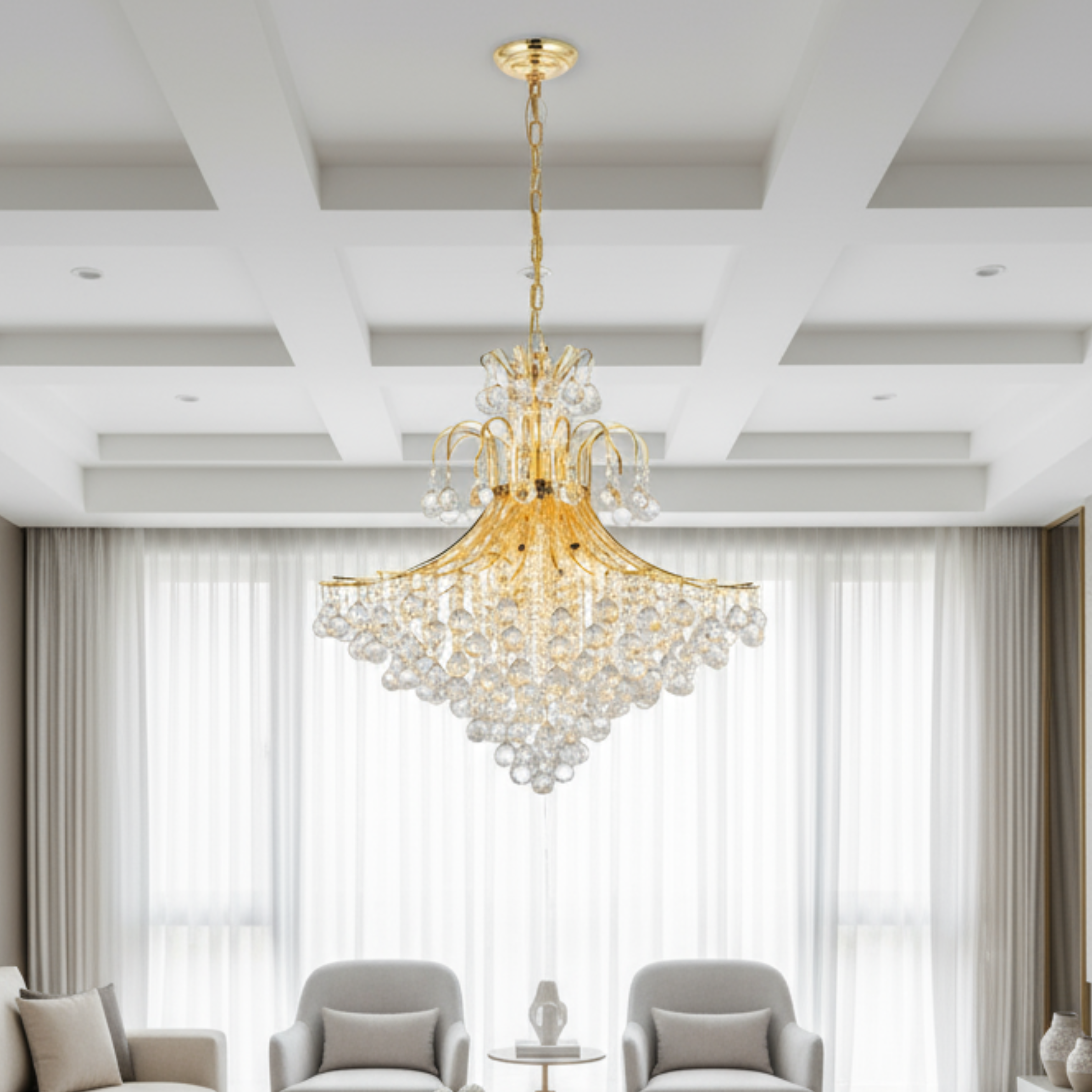 Toureg V8005G31G/RC Wide Crystal Chandelier