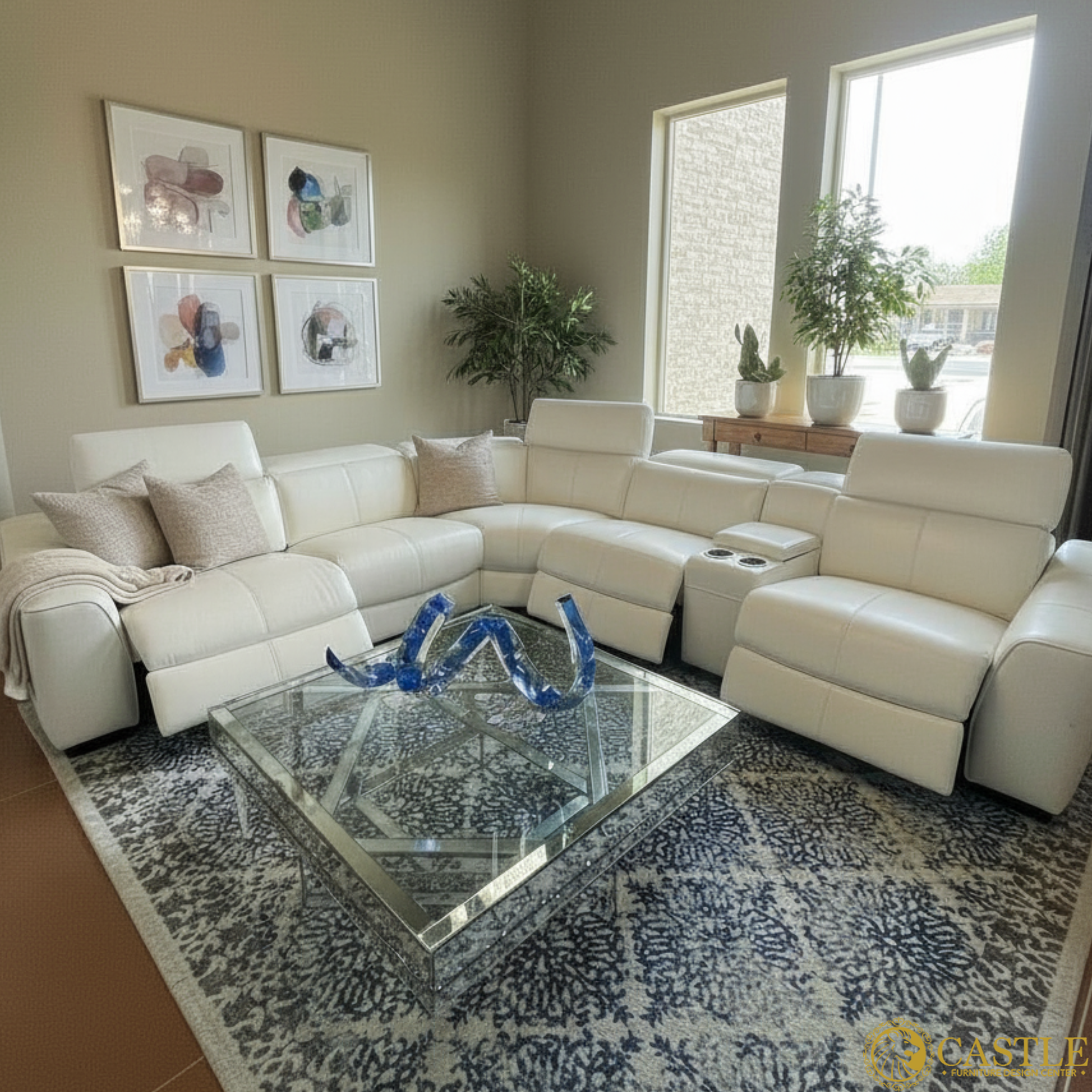 Six-Piece Reclining Sectional – Leather