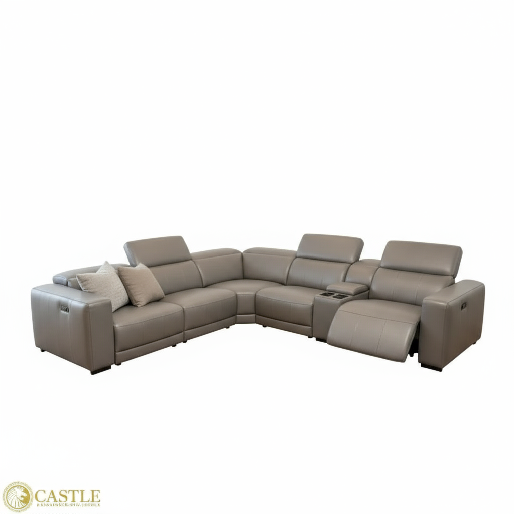 Six-Piece Reclining Sectional – Leather